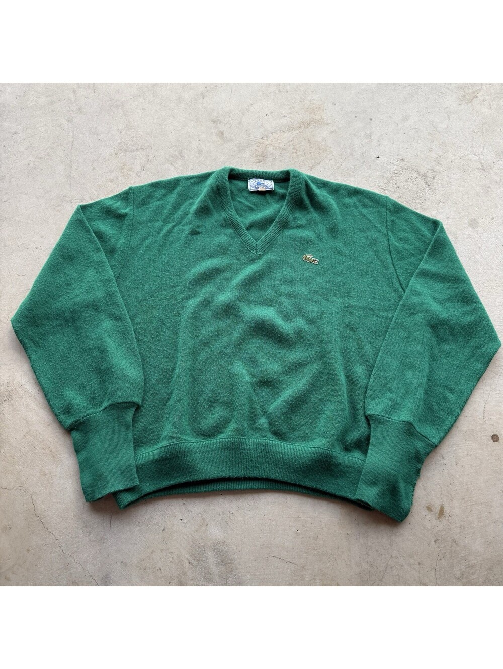 Vintage Izod Lacoste V-Neck Sweater Men’s Size L Green Golf